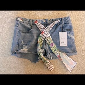 Forever 21 Jean Shorts with scarf belt